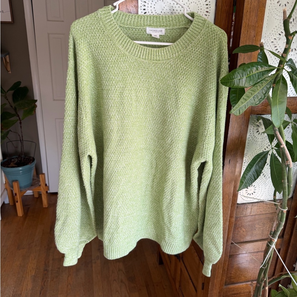 Chic Soul Sage Green Knit Pullover